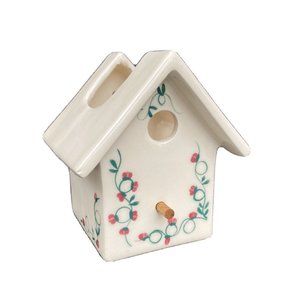 HOMCO Home Interiors Ceramic Red Rose Vine Birdhouse/Planter Unmarked EUC